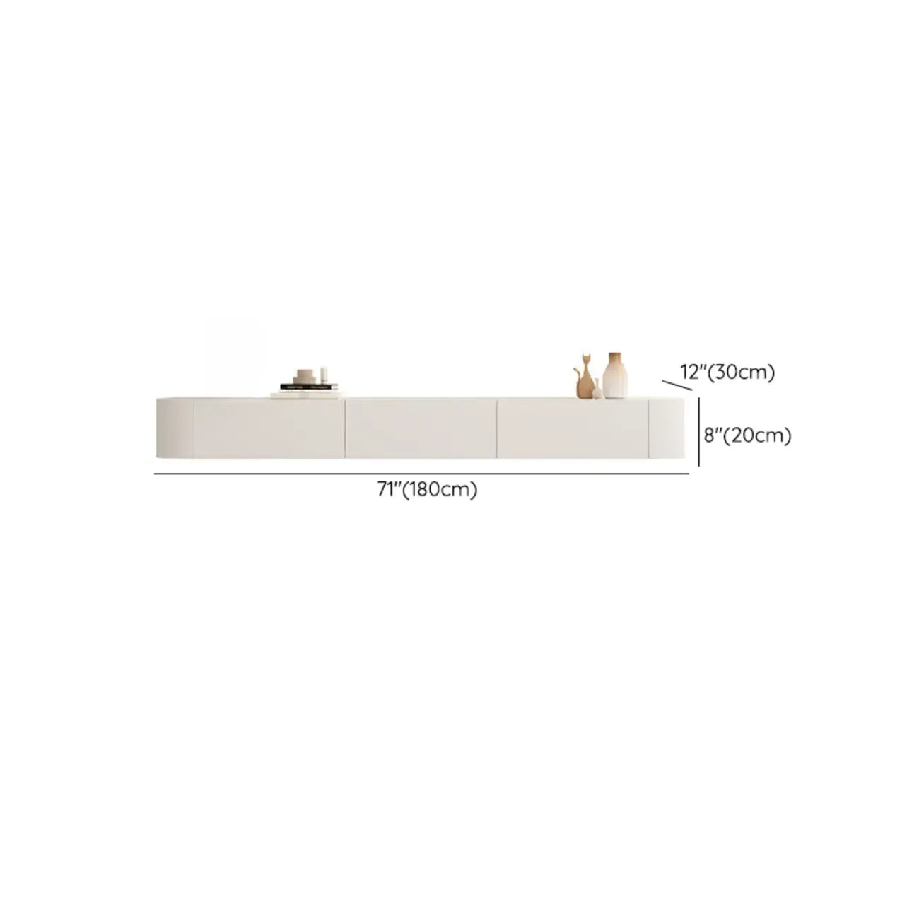 Mobile TV sospeso con luci LED, 79", bianco legno