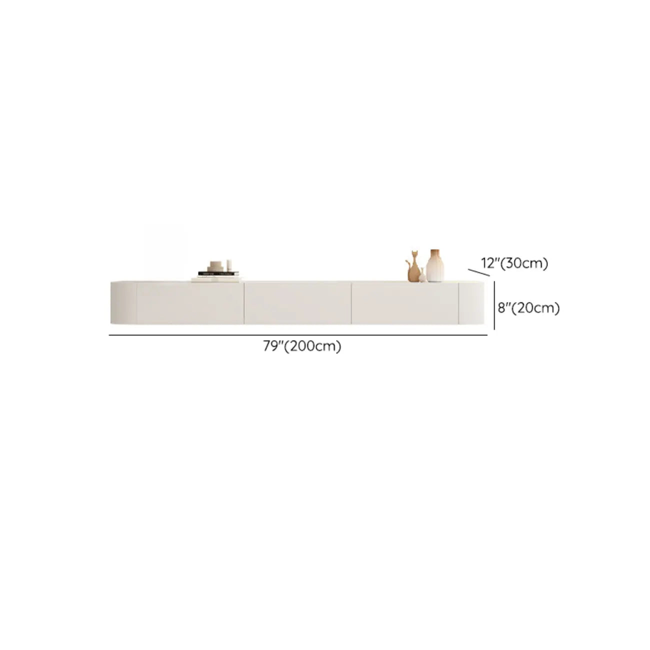 Mobile TV sospeso con luci LED, 79", bianco legno
