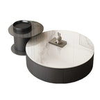 Table basse ronde gigogne en bois noir moderne et élégant