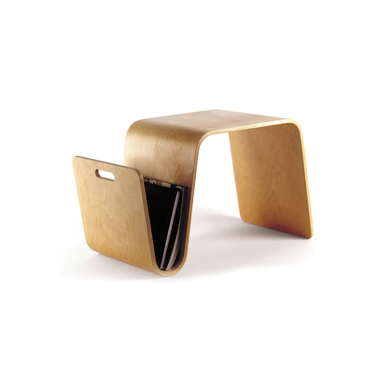 Table d'appoint convertible en bois brun noyer en forme de C