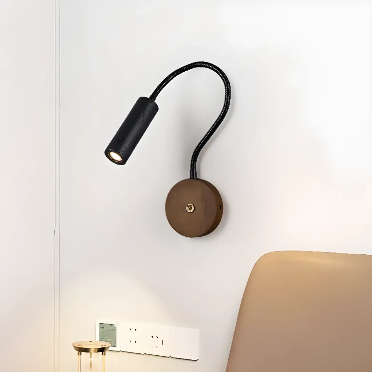 Lampe de chevet minimaliste noire à applique murale avec bras flexible