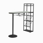 Table de bar moderne dorée avec étagères de rangement pour bouteilles de vin, idéale pour les bars à domicile.