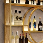 Porte-bouteilles mural circulaire en métal noir