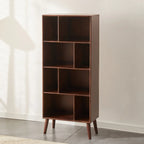 Bibliothèque verticale contemporaine en bois brun à dos fermé