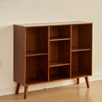 Bibliothèque verticale contemporaine en bois brun à dos fermé