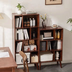 Bibliothèque verticale contemporaine en bois brun à dos fermé