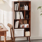 Bibliothèque verticale contemporaine en bois brun à dos fermé