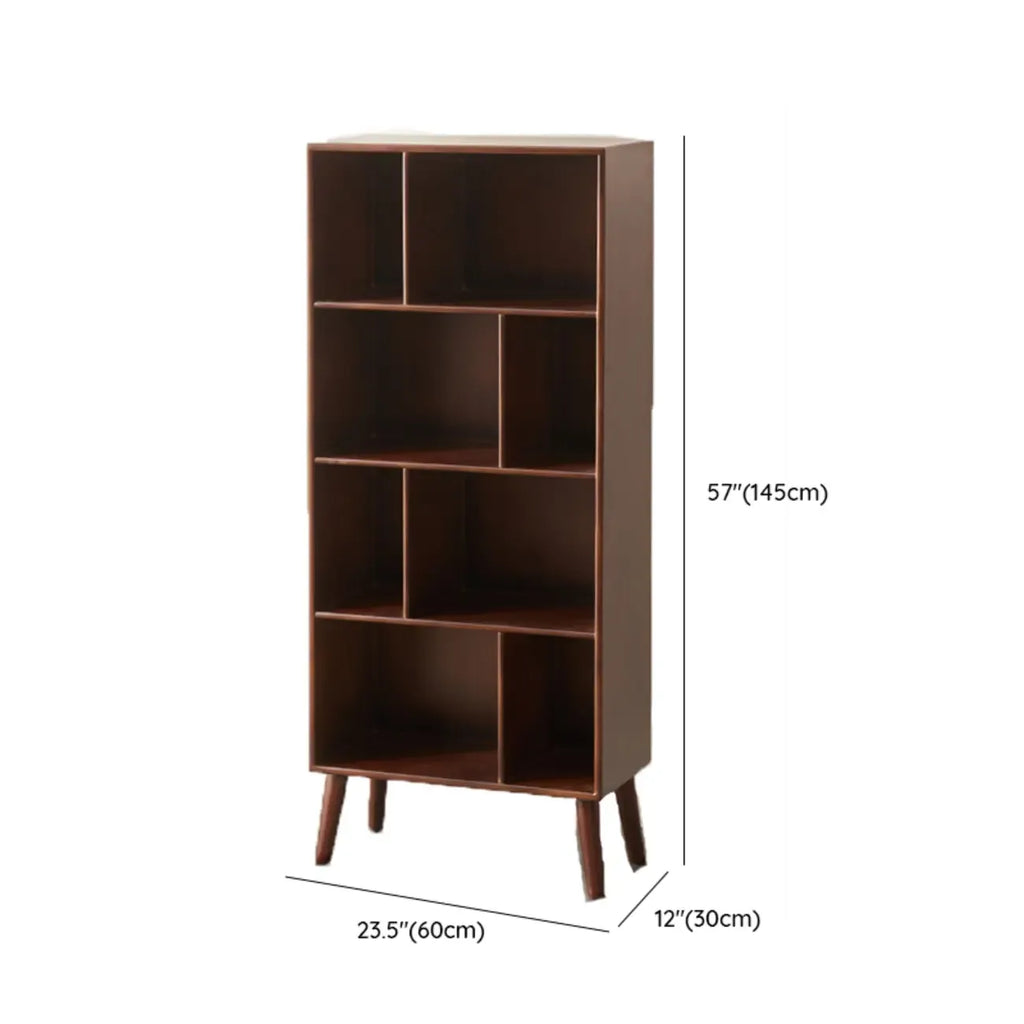 Bibliothèque verticale contemporaine en bois brun à dos fermé