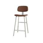 Tabourets de bar industriels en similicuir avec structure en métal et dossier