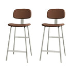 Tabourets de bar industriels en similicuir avec structure en métal et dossier