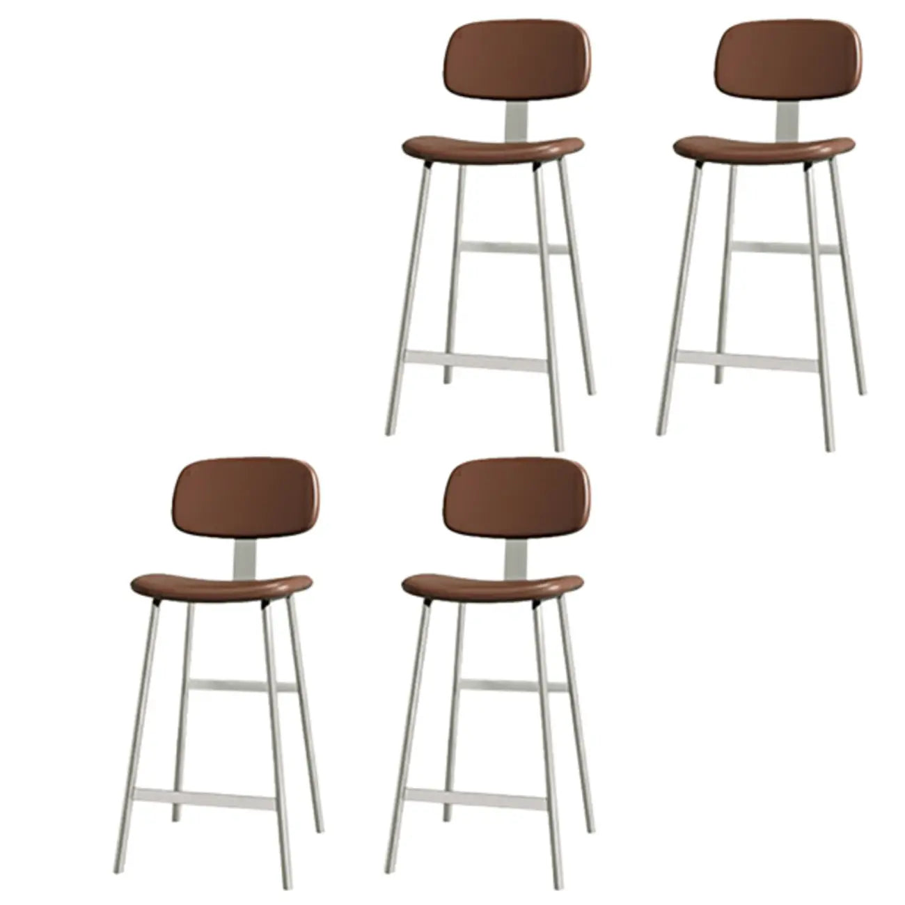 Tabourets de bar industriels en similicuir avec structure en métal et dossier
