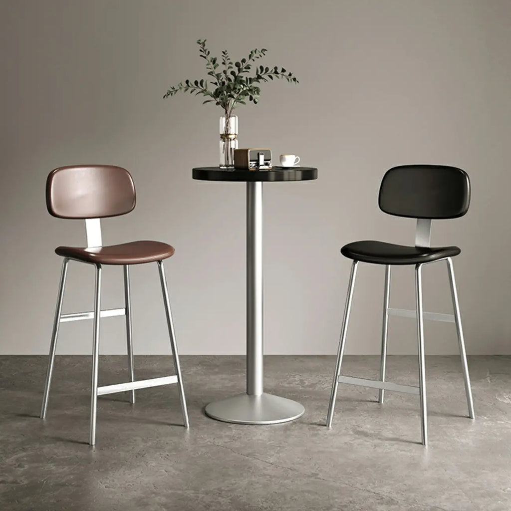 Tabourets de bar industriels en similicuir avec structure en métal et dossier