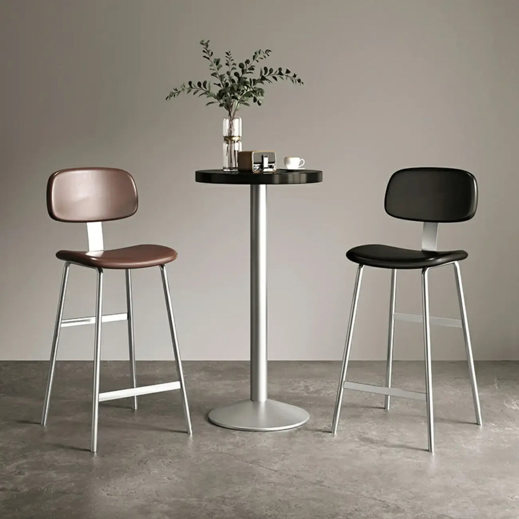 Tabourets de bar industriels en similicuir avec structure en métal et dossier