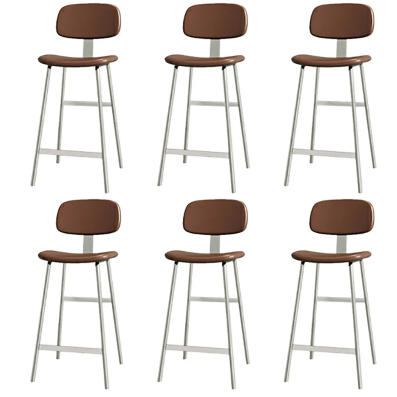 Tabourets de bar industriels en similicuir avec structure en métal et dossier