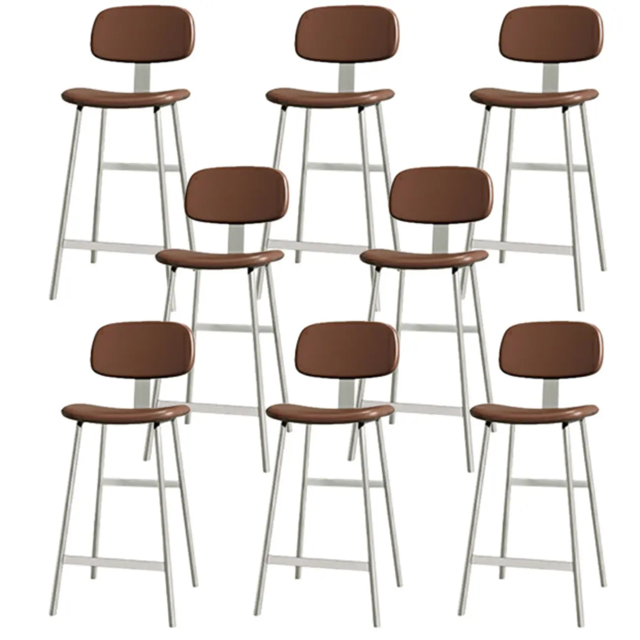 Tabourets de bar industriels en similicuir avec structure en métal et dossier