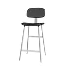 Tabourets de bar industriels en similicuir avec structure en métal et dossier