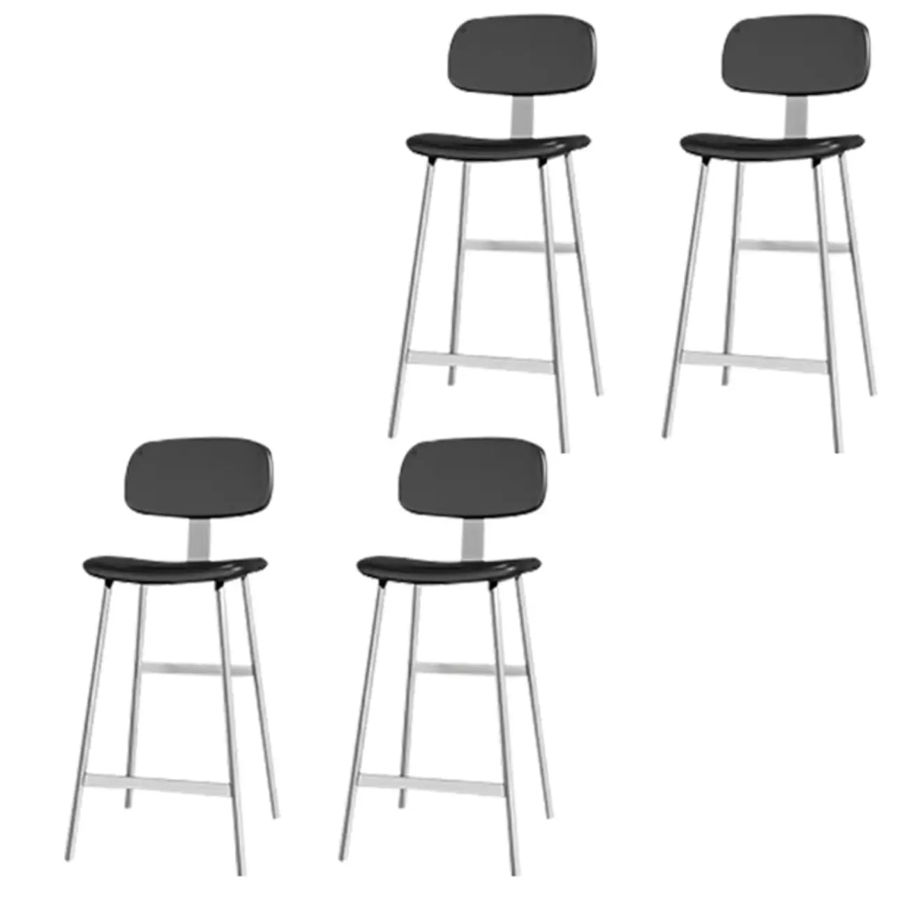 Tabourets de bar industriels en similicuir avec structure en métal et dossier