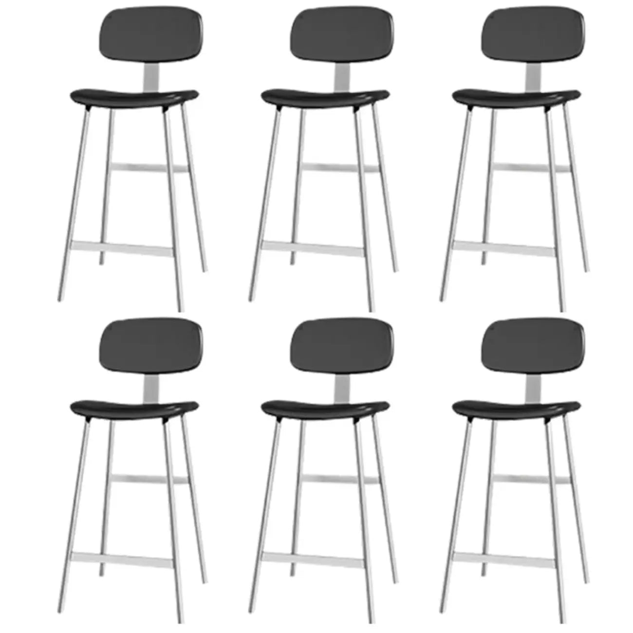 Tabourets de bar industriels en similicuir avec structure en métal et dossier