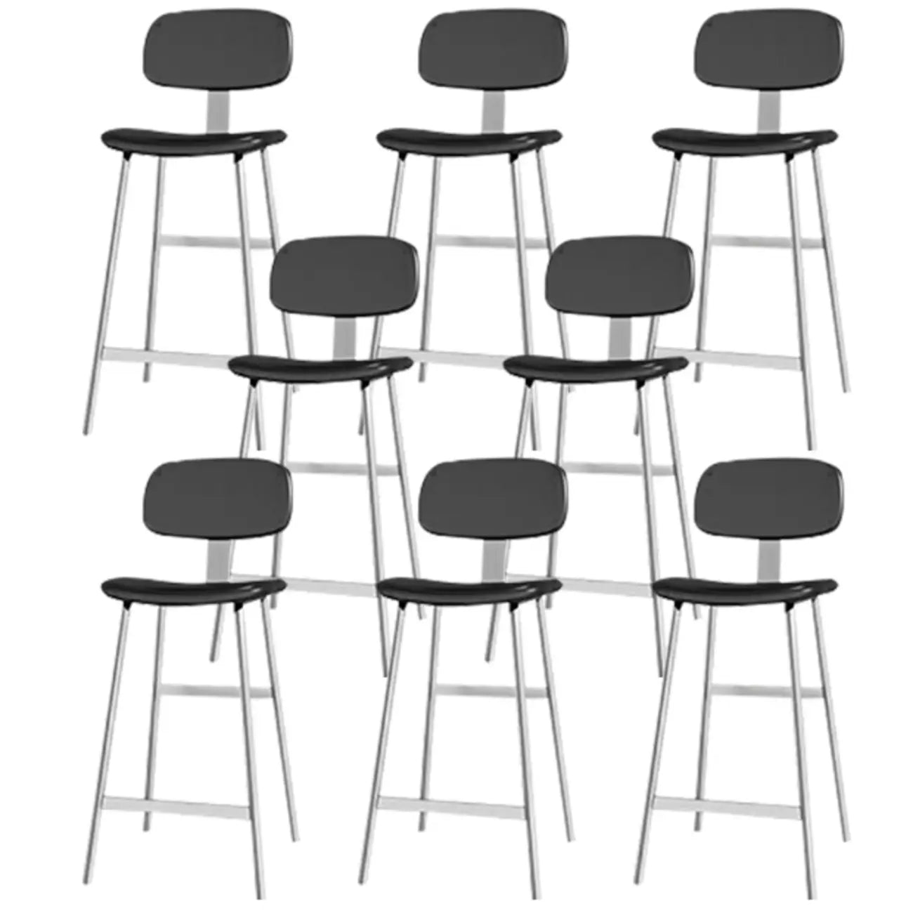 Tabourets de bar industriels en similicuir avec structure en métal et dossier