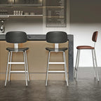 Tabourets de bar industriels en similicuir avec structure en métal et dossier