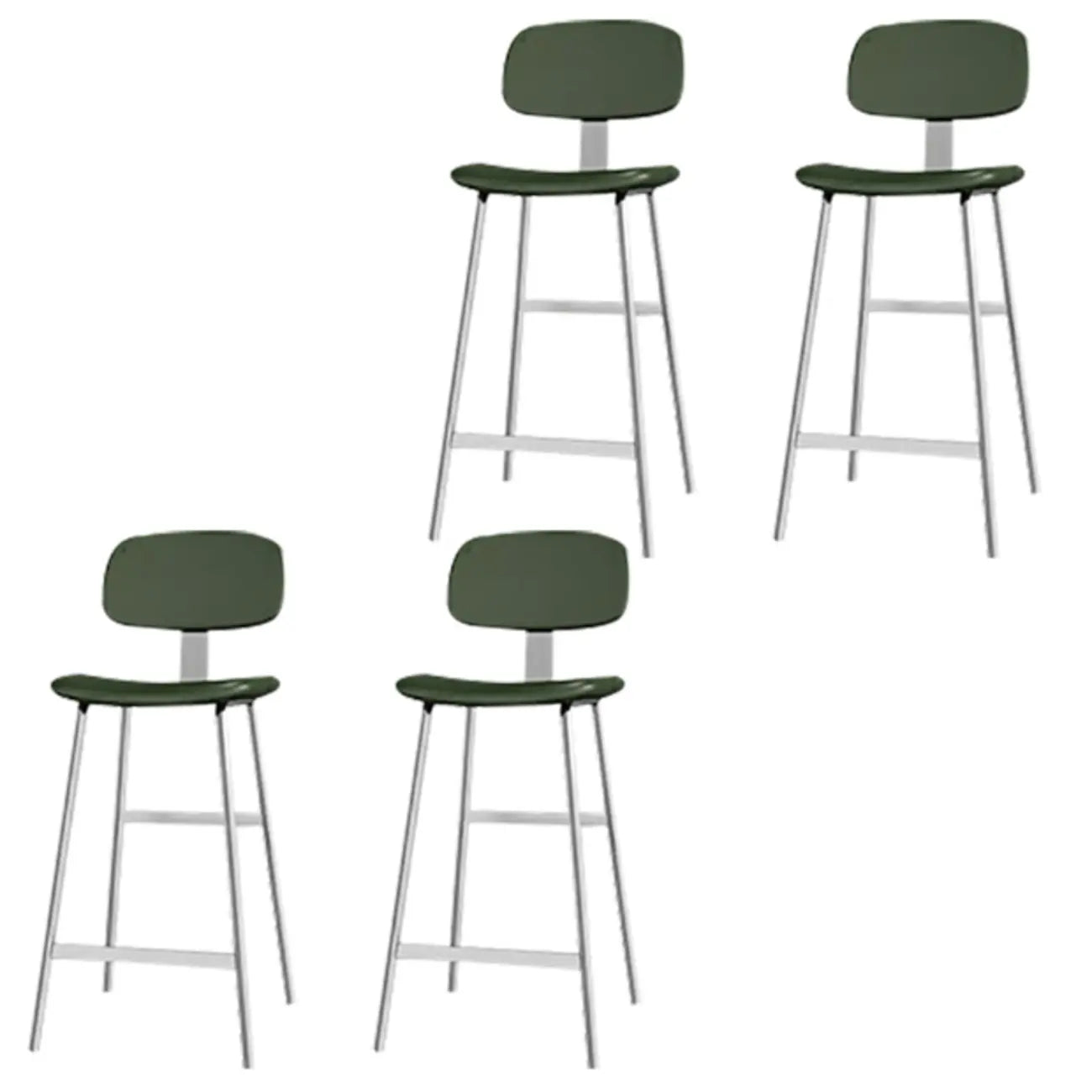 Tabourets de bar industriels en similicuir avec structure en métal et dossier