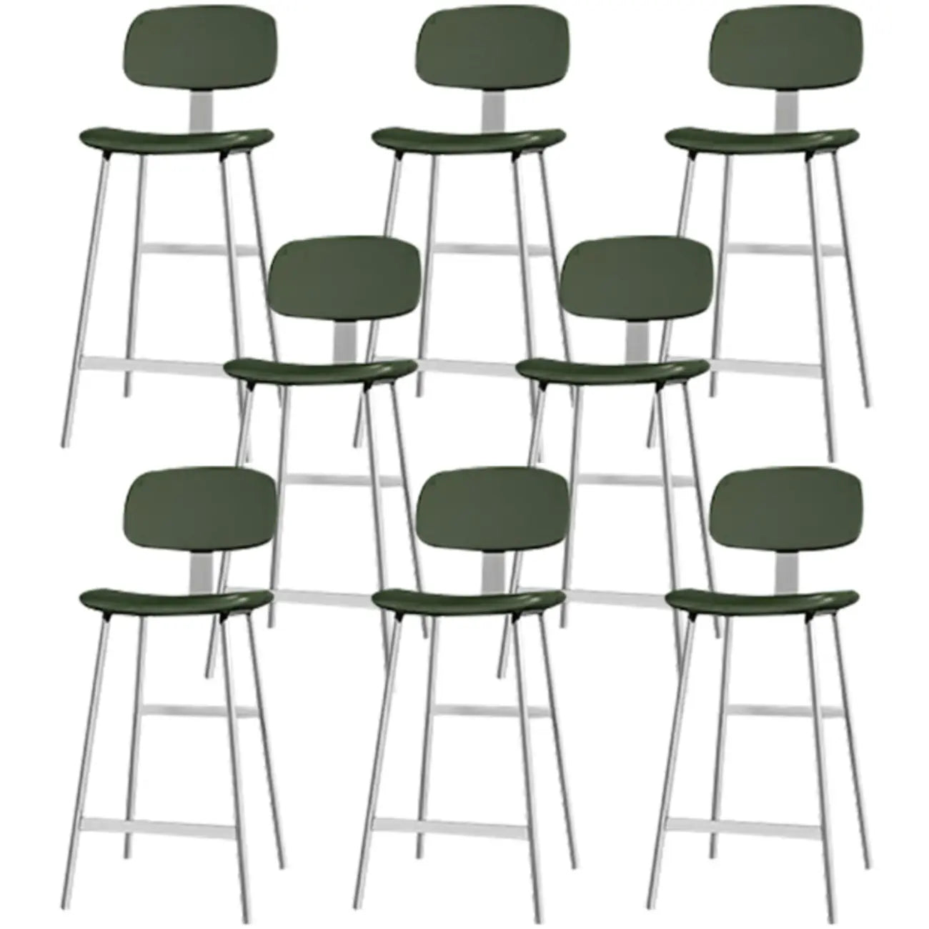 Tabourets de bar industriels en similicuir avec structure en métal et dossier