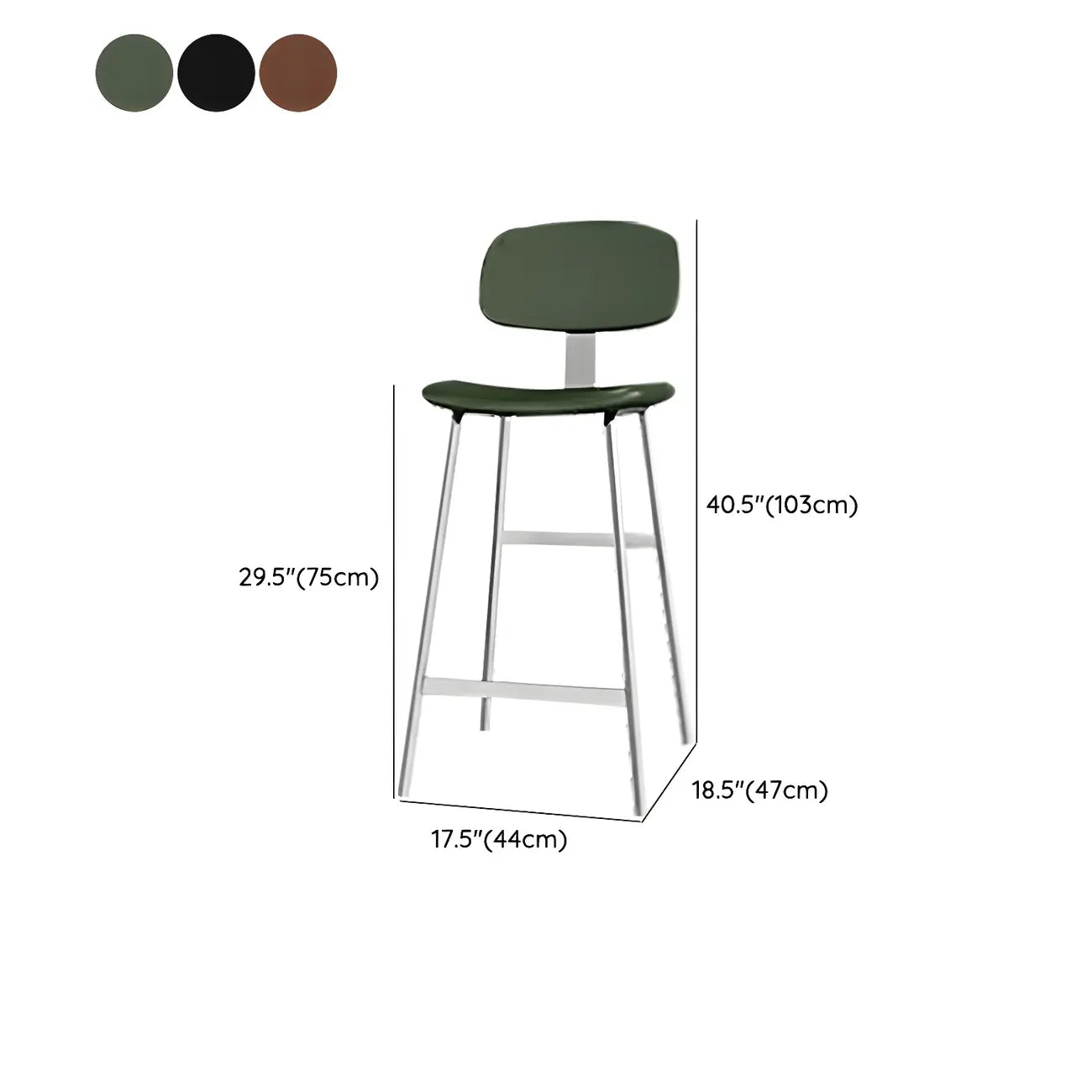 Tabourets de bar industriels en similicuir avec structure en métal et dossier