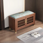 Banc traditionnel en bois rembourré avec coffre de rangement