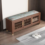 Banc traditionnel en bois rembourré avec coffre de rangement