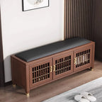 Banc traditionnel en bois rembourré avec coffre de rangement