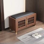 Banc traditionnel en bois rembourré avec coffre de rangement