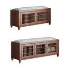 Banc traditionnel en bois rembourré avec coffre de rangement