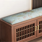 Banc traditionnel en bois rembourré avec coffre de rangement
