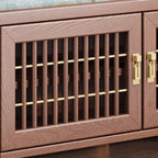 Banc traditionnel en bois rembourré avec coffre de rangement