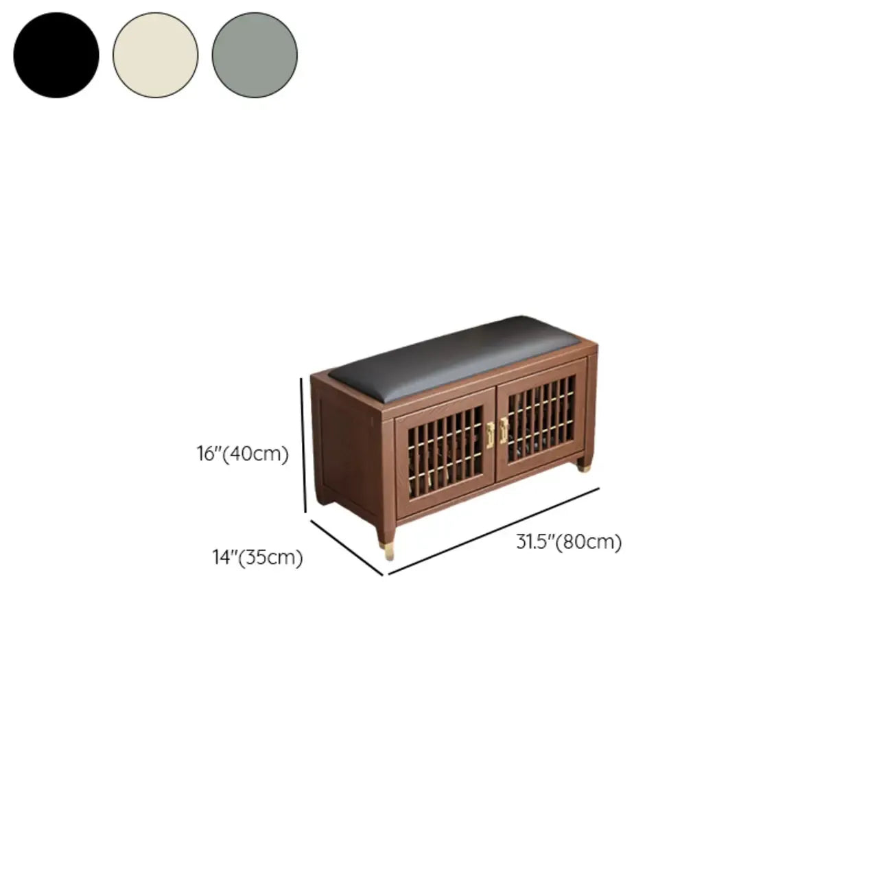 Banc traditionnel en bois rembourré avec coffre de rangement