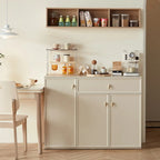 Élégant vaisselier blanc en bois avec étagères