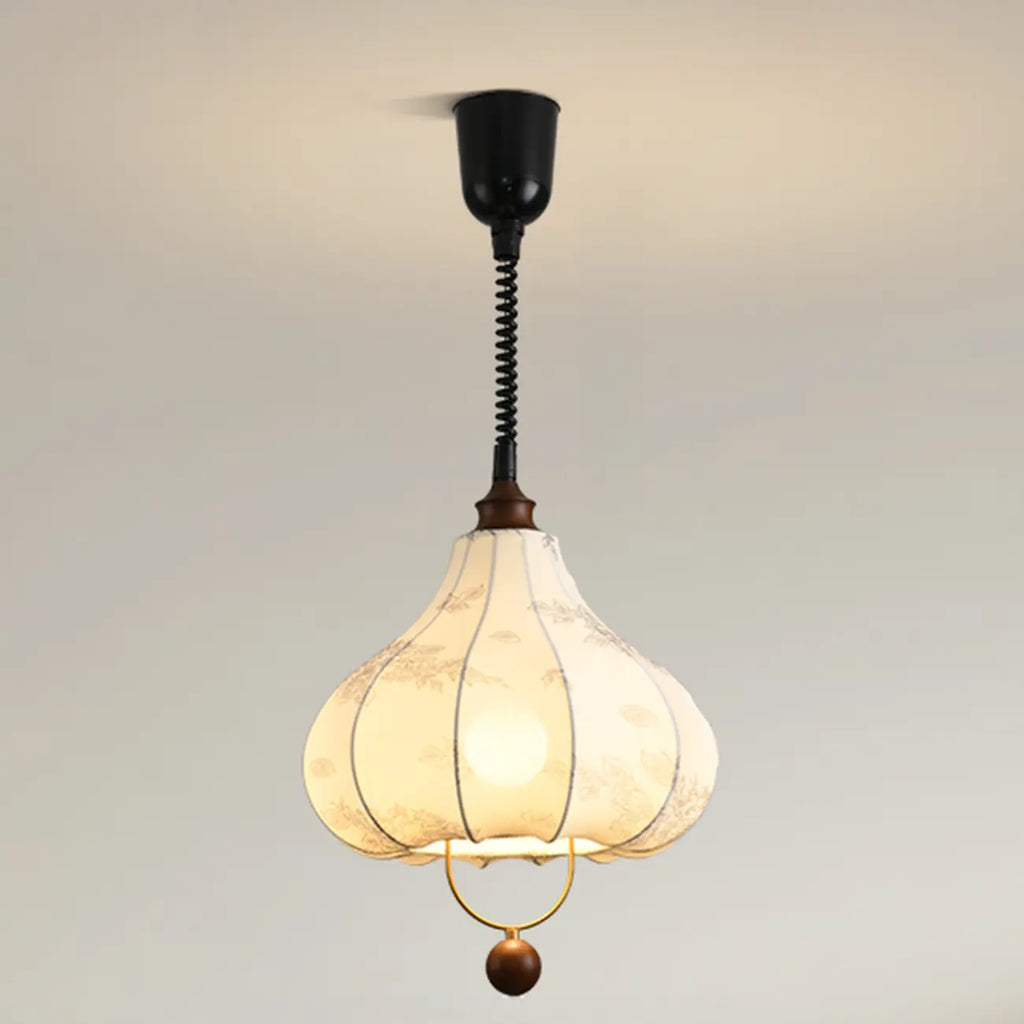 Lampadario a sospensione Art Déco a forma di petali in tessuto