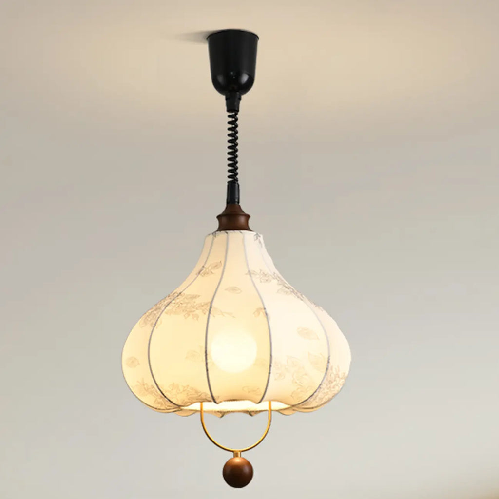 Lampadario a sospensione Art Déco a forma di petali in tessuto