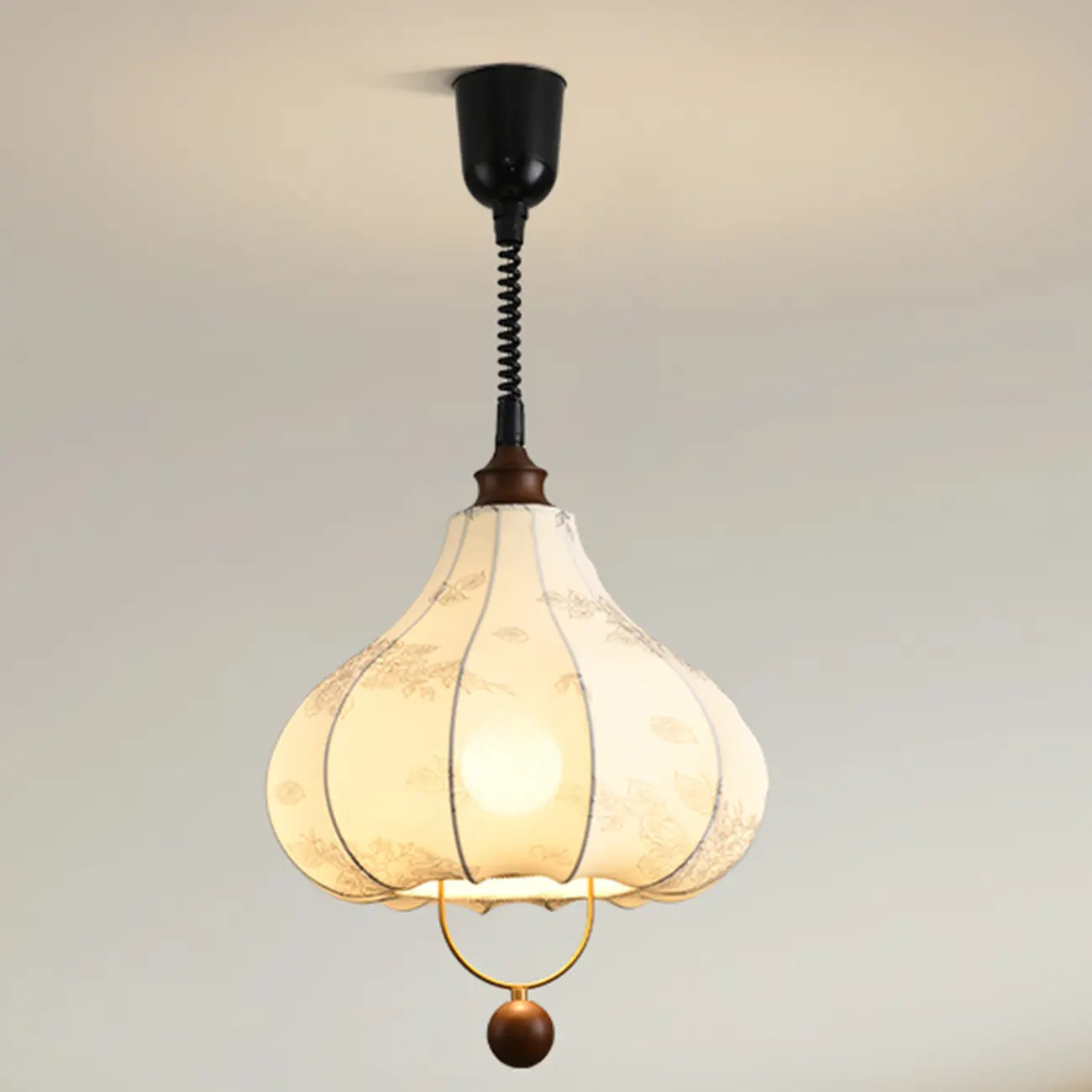 Lampadario a sospensione Art Déco a forma di petali in tessuto
