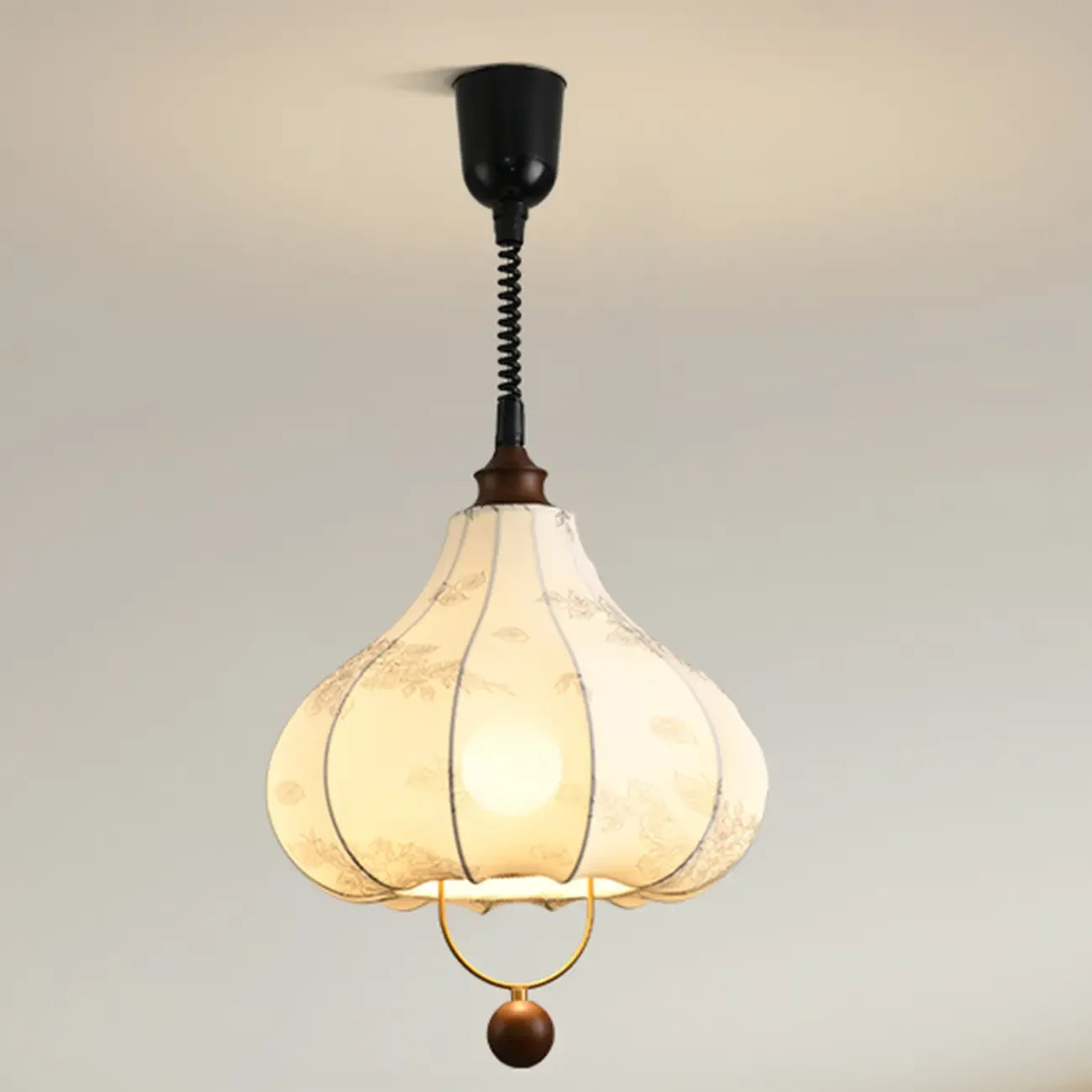 Lampadario a sospensione Art Déco a forma di petali in tessuto