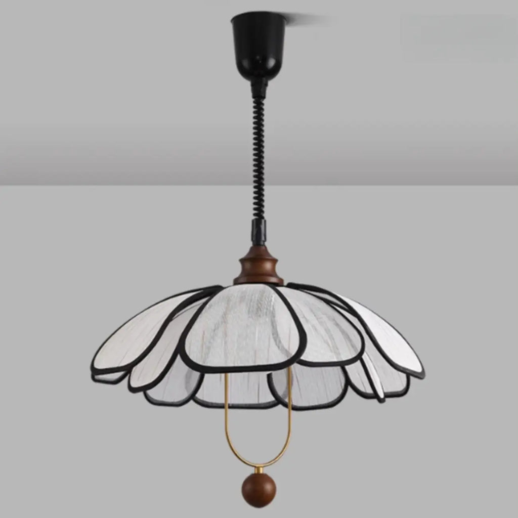 Lampadario a sospensione Art Déco a forma di petali in tessuto