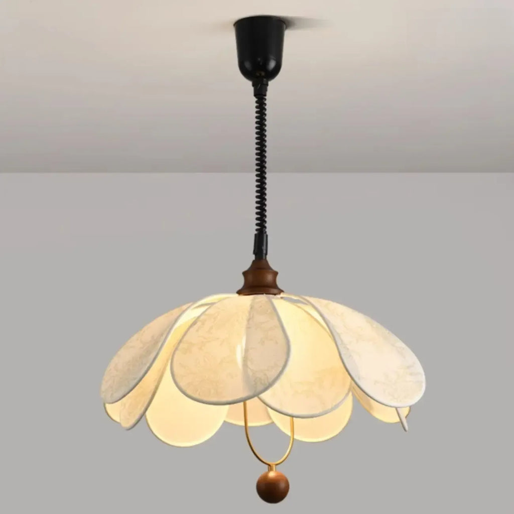 Lampadario a sospensione Art Déco a forma di petali in tessuto