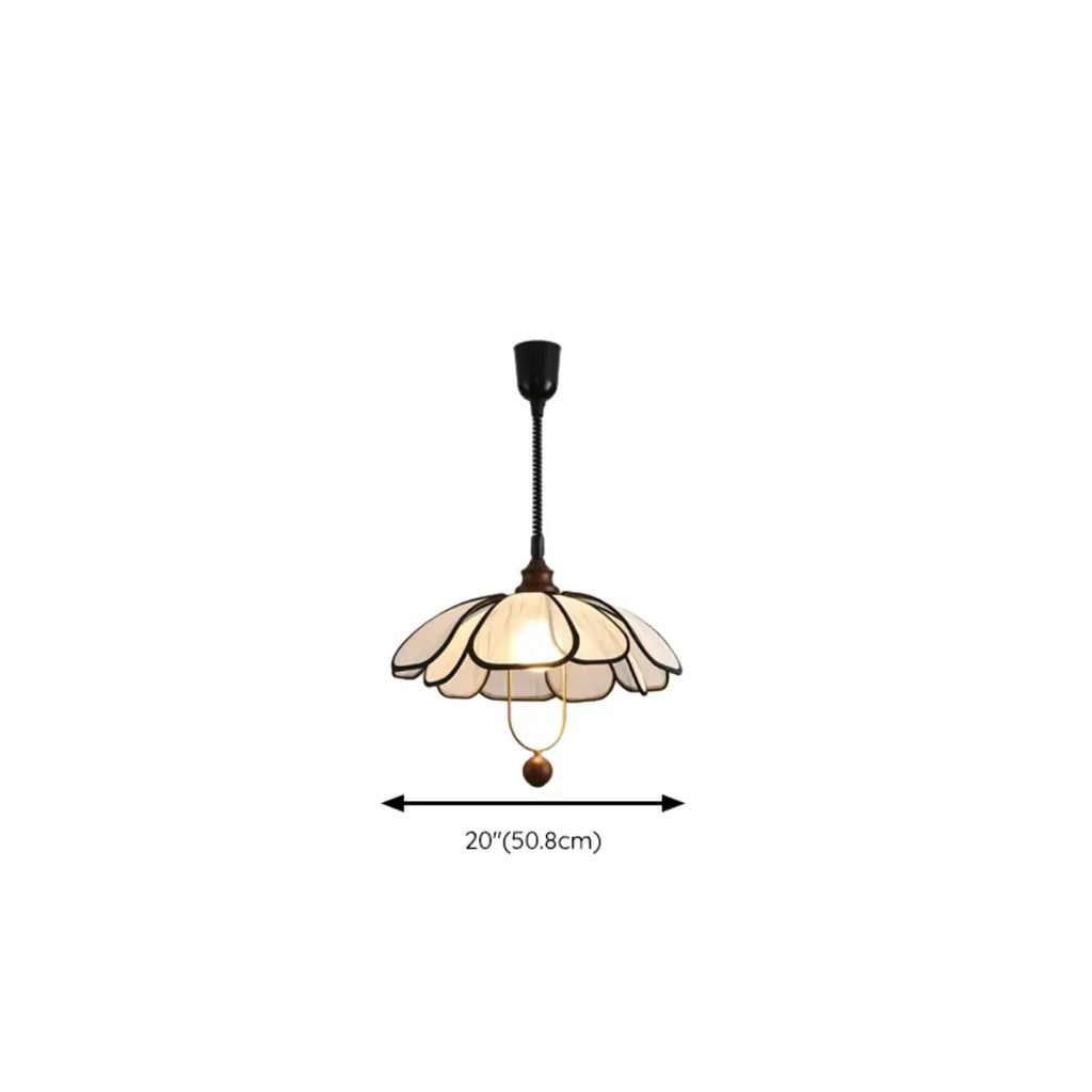 Lampadario a sospensione Art Déco a forma di petali in tessuto