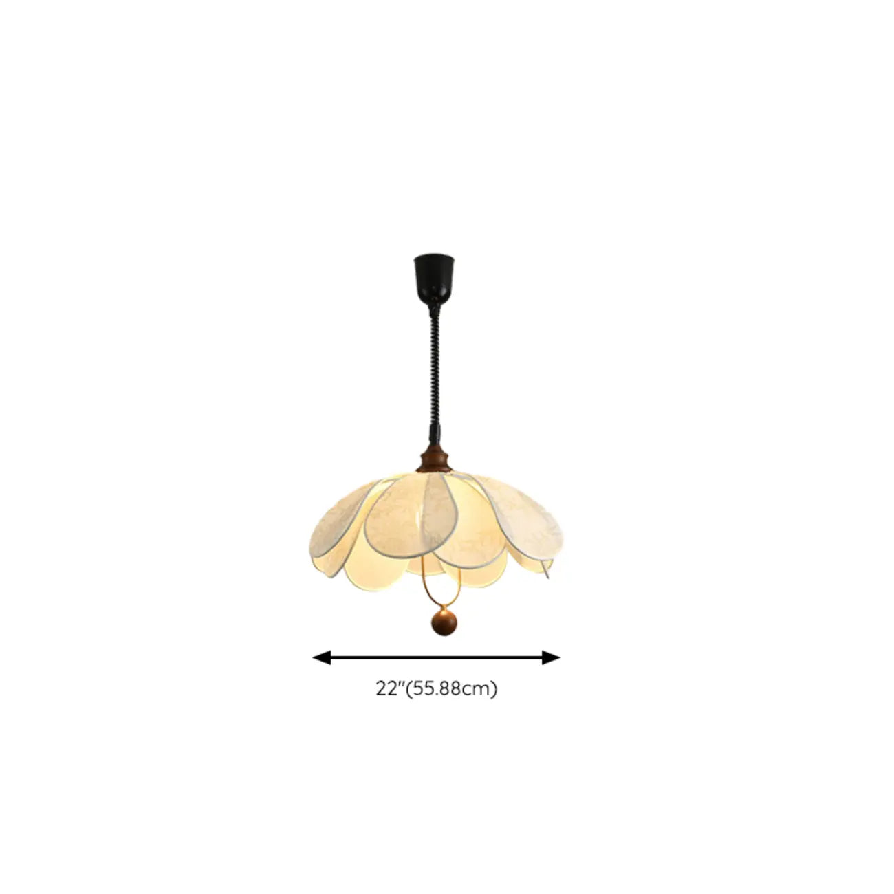 Lampadario a sospensione Art Déco a forma di petali in tessuto