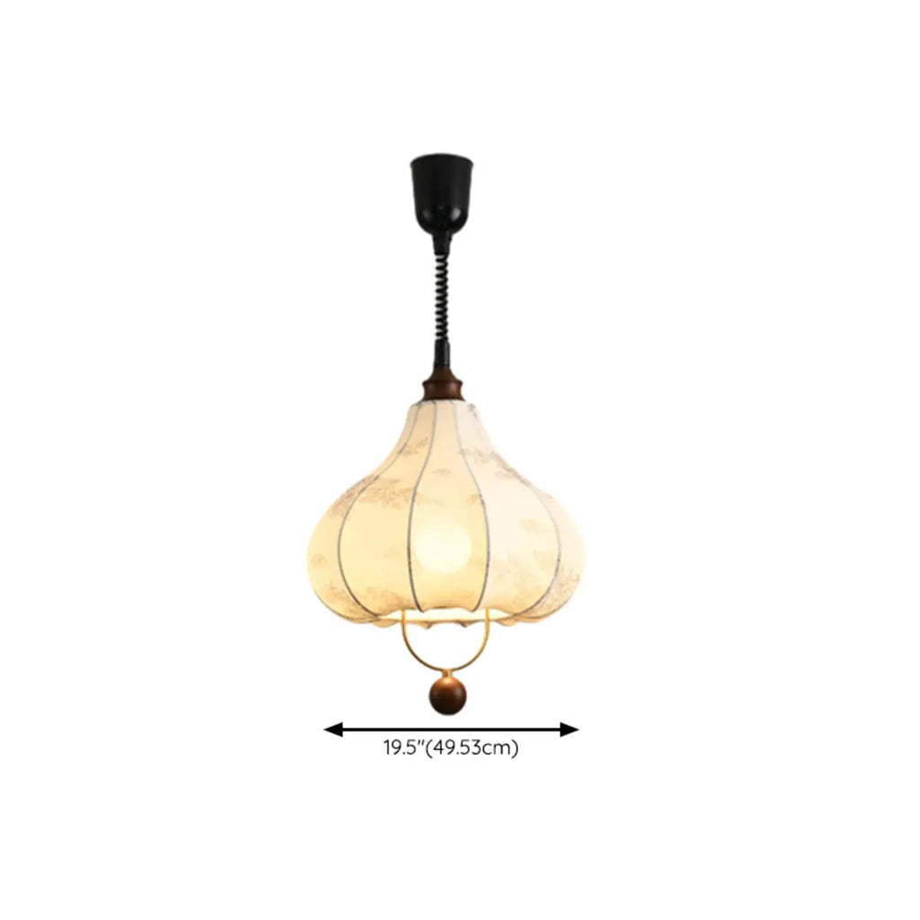 Lampadario a sospensione Art Déco a forma di petali in tessuto