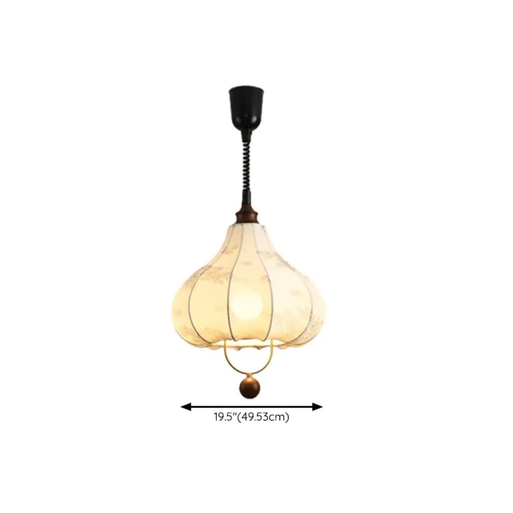 Lampadario a sospensione Art Déco a forma di petali in tessuto