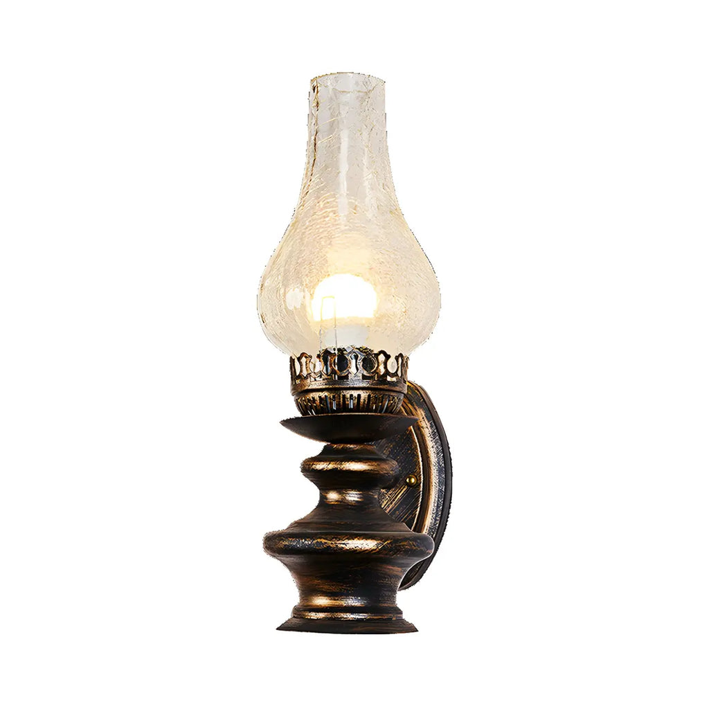 Applique murale industrielle en laiton style vintage avec abat-jour en verre