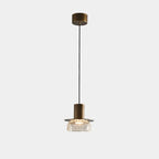 Suspension moderne en laiton et verre craquelé avec éclairage LED chaud
