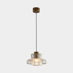 Suspension moderne en laiton et verre craquelé avec éclairage LED chaud