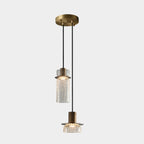 Suspension moderne en laiton et verre craquelé avec éclairage LED chaud